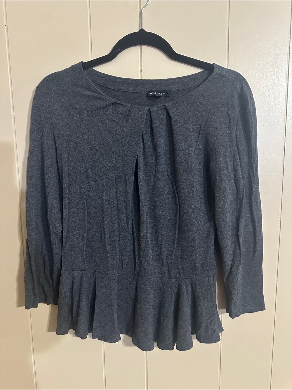 Willi Smith Charcoal Peplum Pullover Top